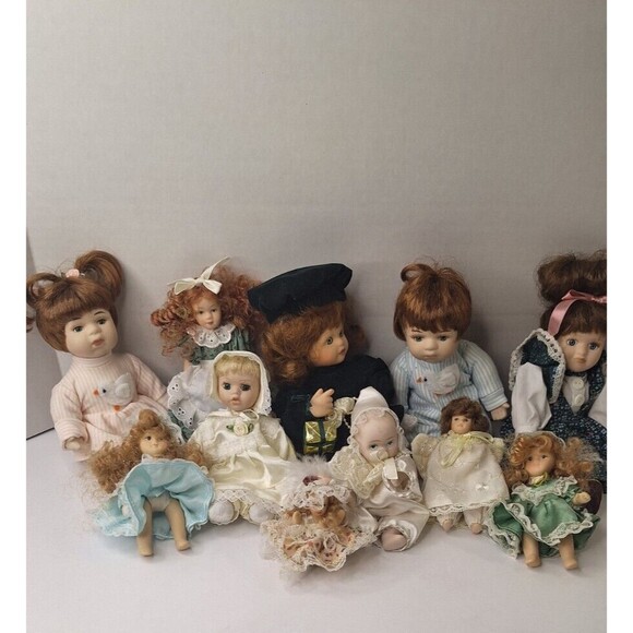 Vintage Porcelain China Doll Collection Set (Lot) 11 in Total, In Nice Condition - Picture 4 of 9